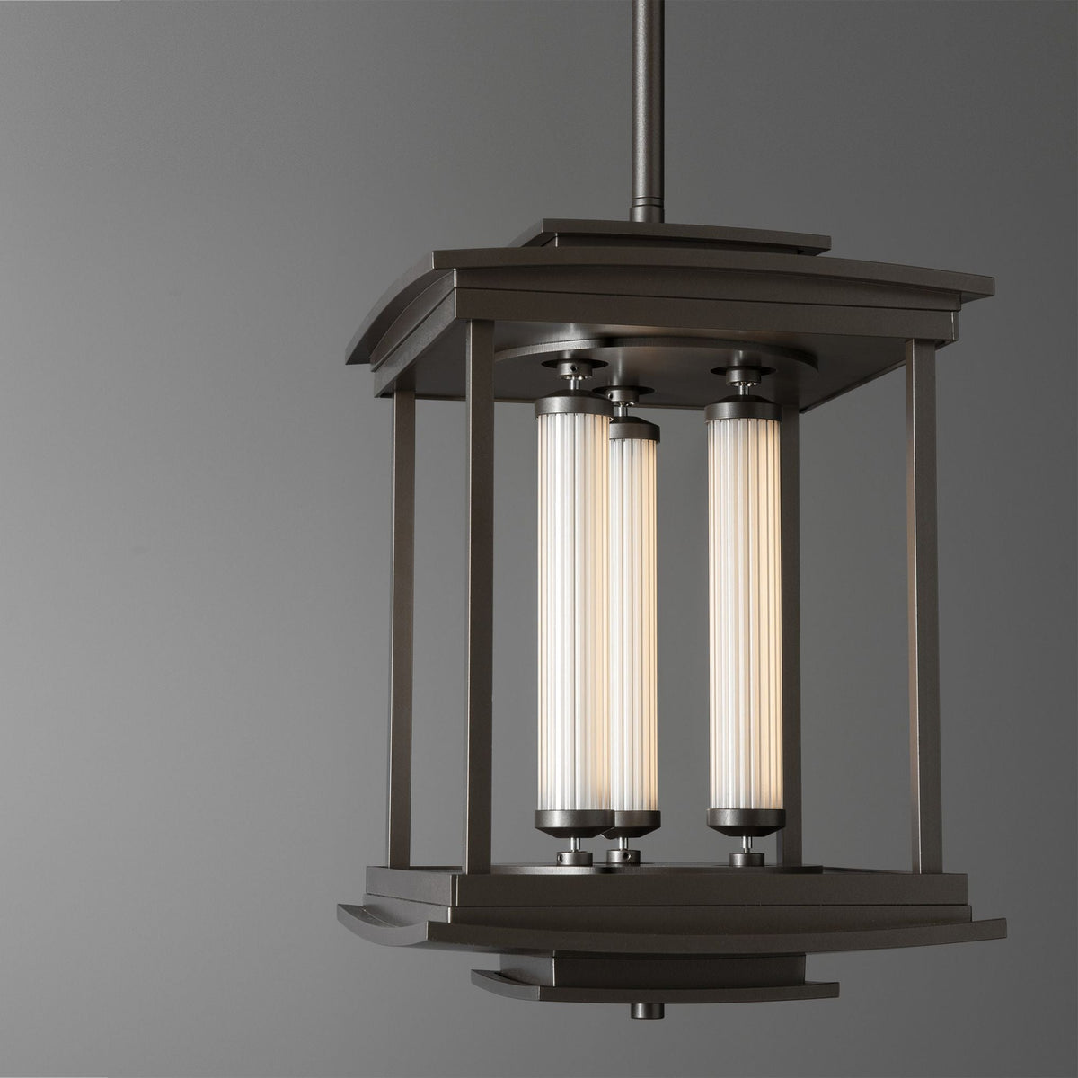 Athena 3-Light LED Lantern LED Clear Glass (ZM) in Dark Smoke