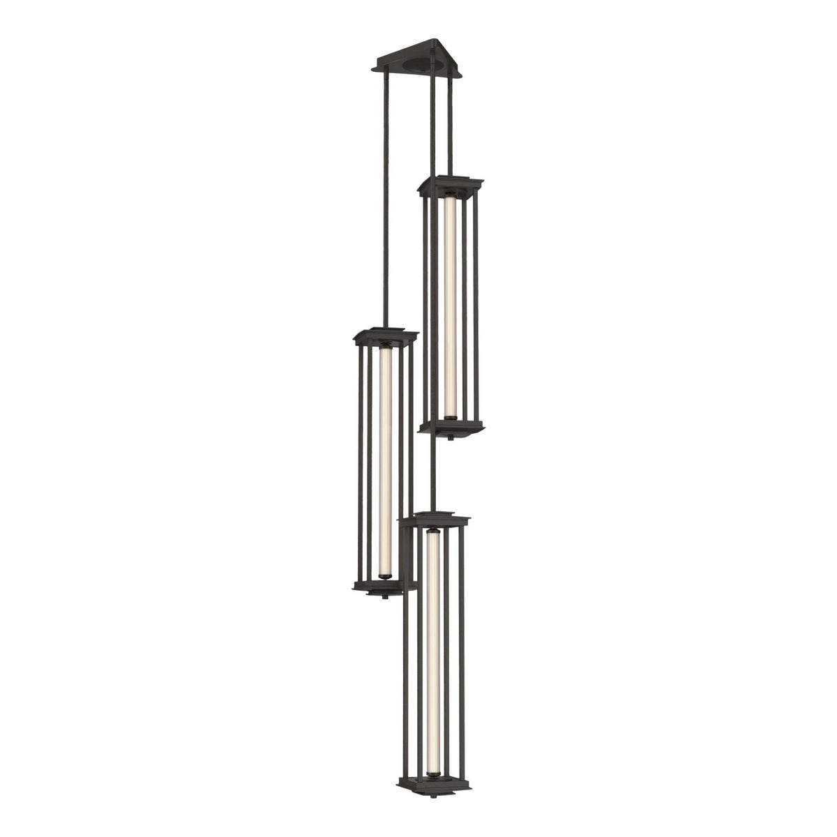 Athena Triple Tall LED Lantern LED Clear Glass (ZM) in Dark Smoke