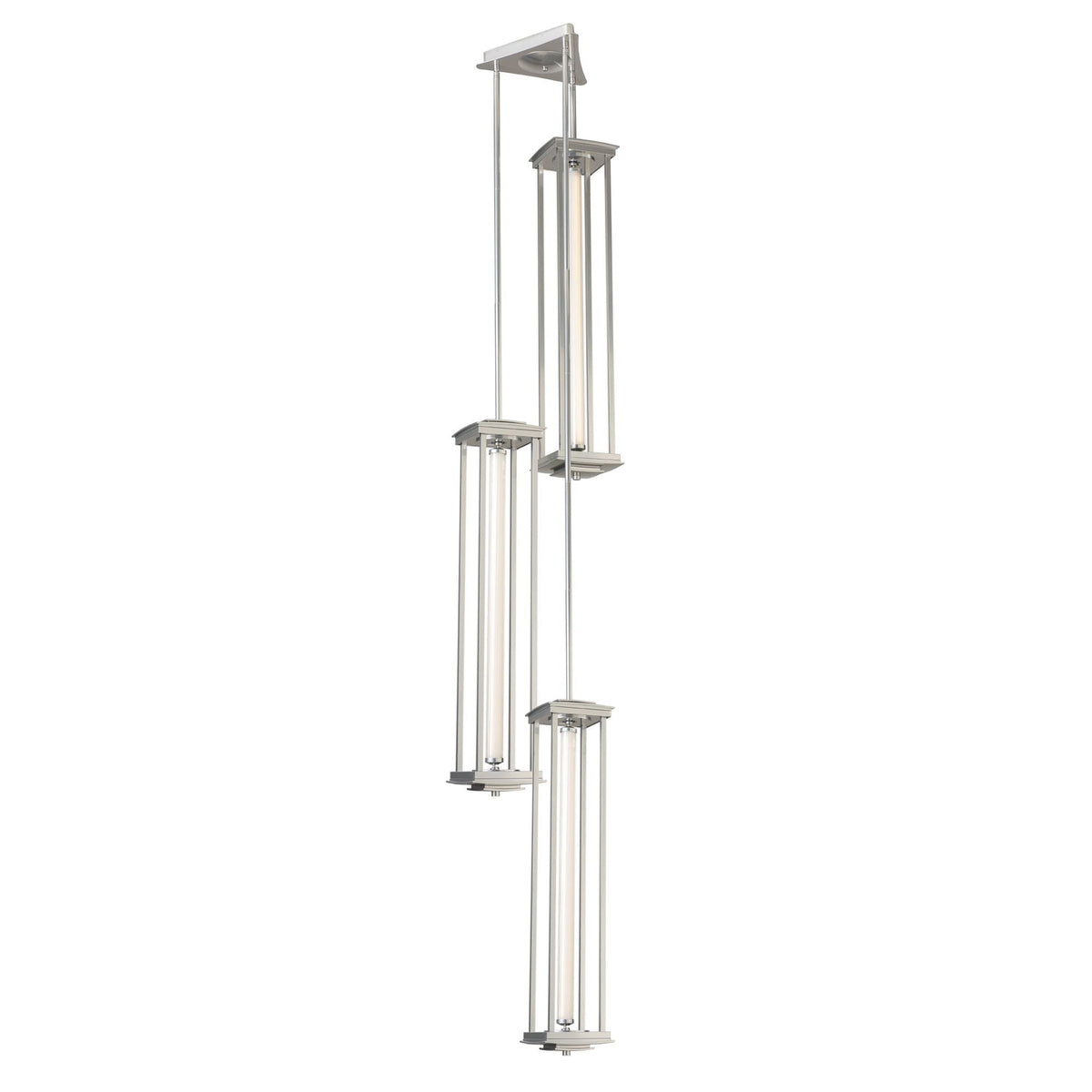 Athena Triple Tall LED Lantern LED Clear Glass (ZM) in Sterling