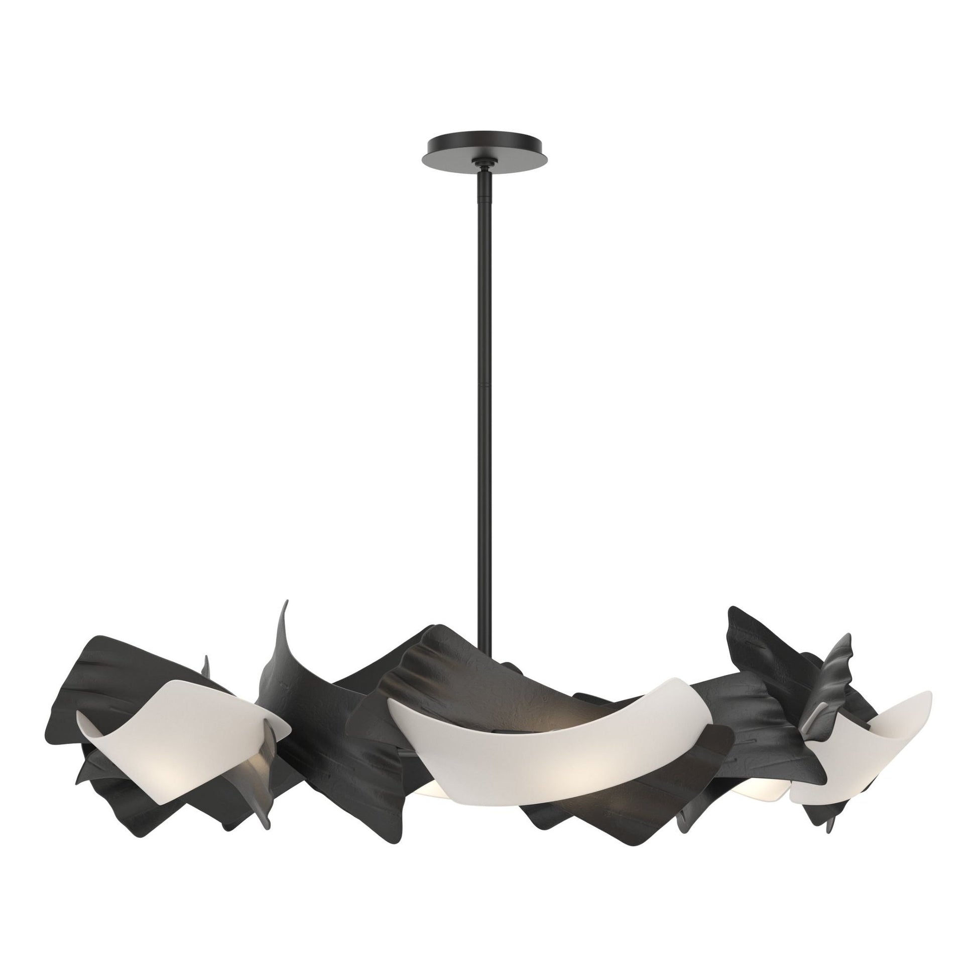 Crest 6-Light Circular Pendant 6-Light Frosted Glass (FD) in Black