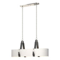 Saratoga Oval Pendant 4-Light Black Leather Natural Anna Shade (SF) in Polished Nickel