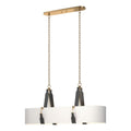 Saratoga Oval Pendant 4-Light Black Leather Natural Anna Shade (SF) in Antique Brass
