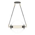 Otto Sphere Pendant 2-Light Clear Glass with Frosted Diffuser (YE) in Black with Brass Accents