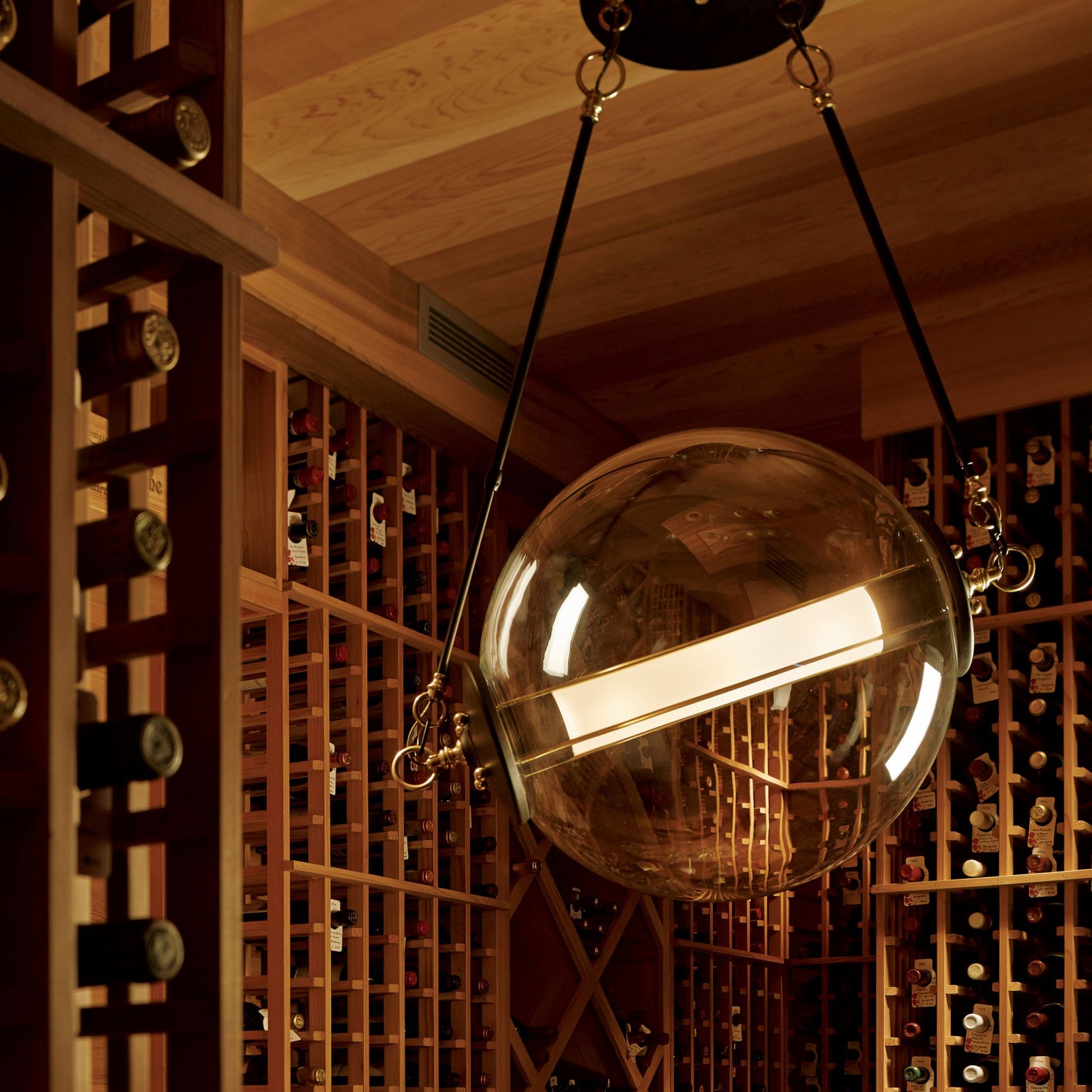 Otto Sphere Pendant 2-Light Stainless Steel Mesh (ZK) in Black with Brass Accents