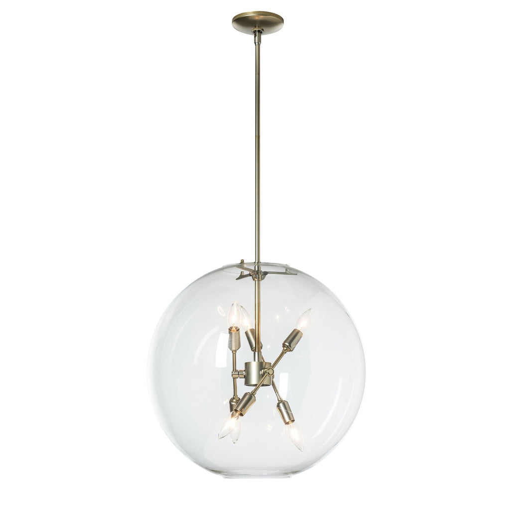 Sfera 6-Light Pendant 6-Light Clear Glass (ZM) in Modern Brass