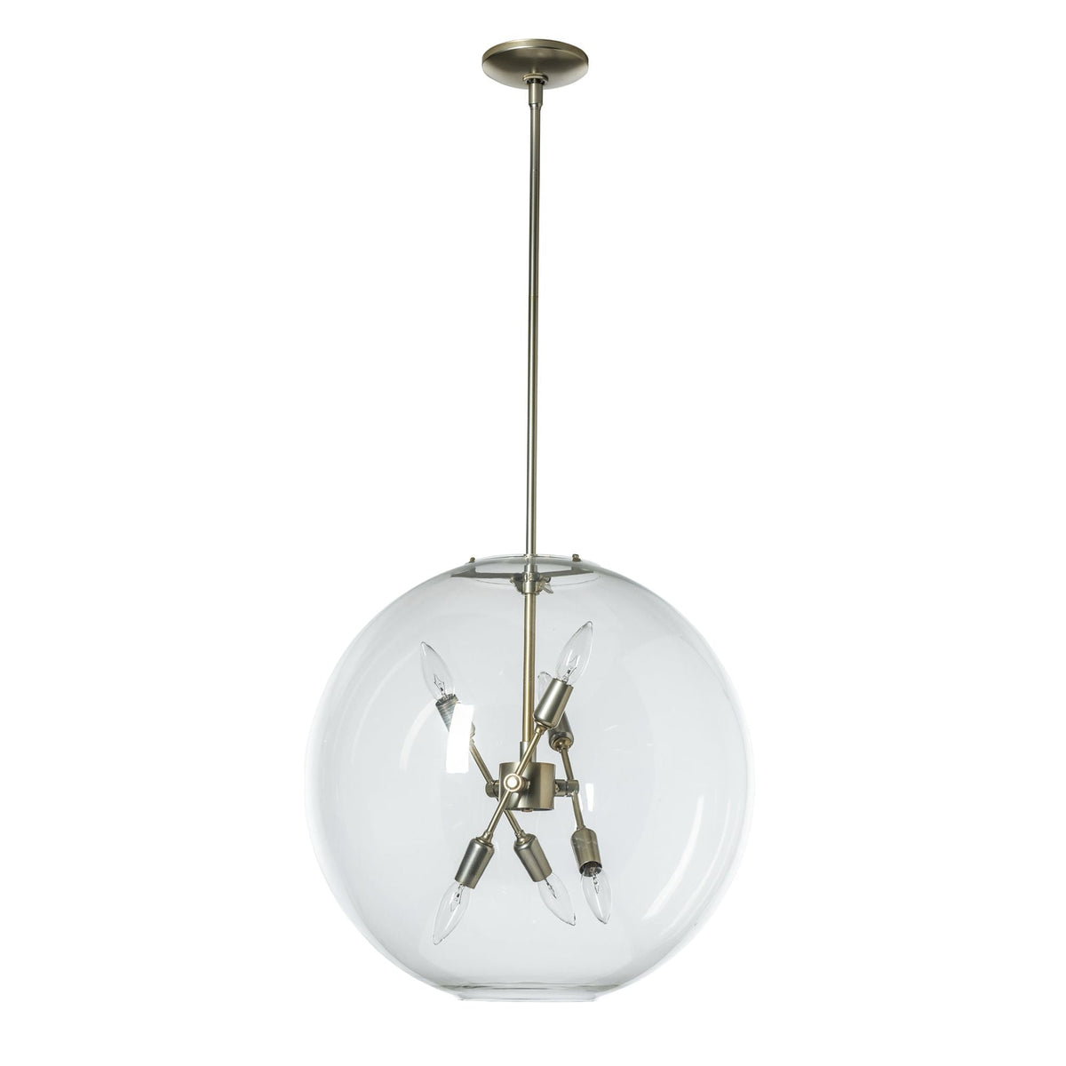 Sfera 6-Light Pendant 6-Light Clear Glass (ZM) in Modern Brass