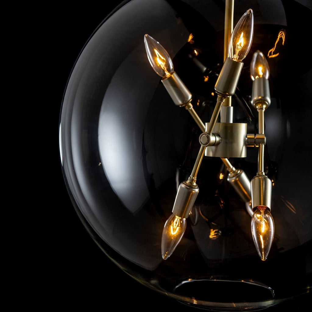 Sfera 6-Light Pendant 6-Light Clear Glass (ZM) in Modern Brass