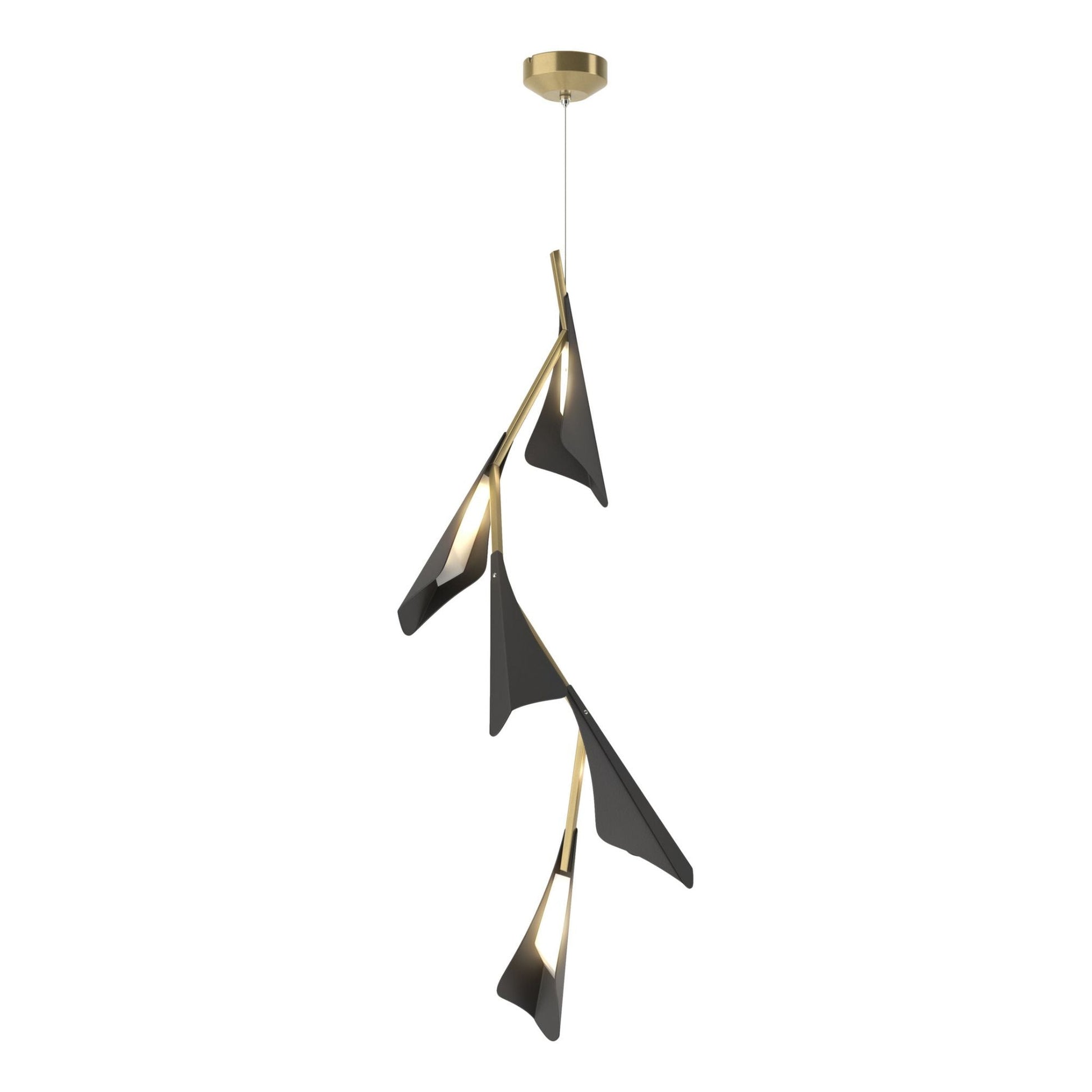 Plume 5-Light LED Pendant Black Accent LED in Modern Brass