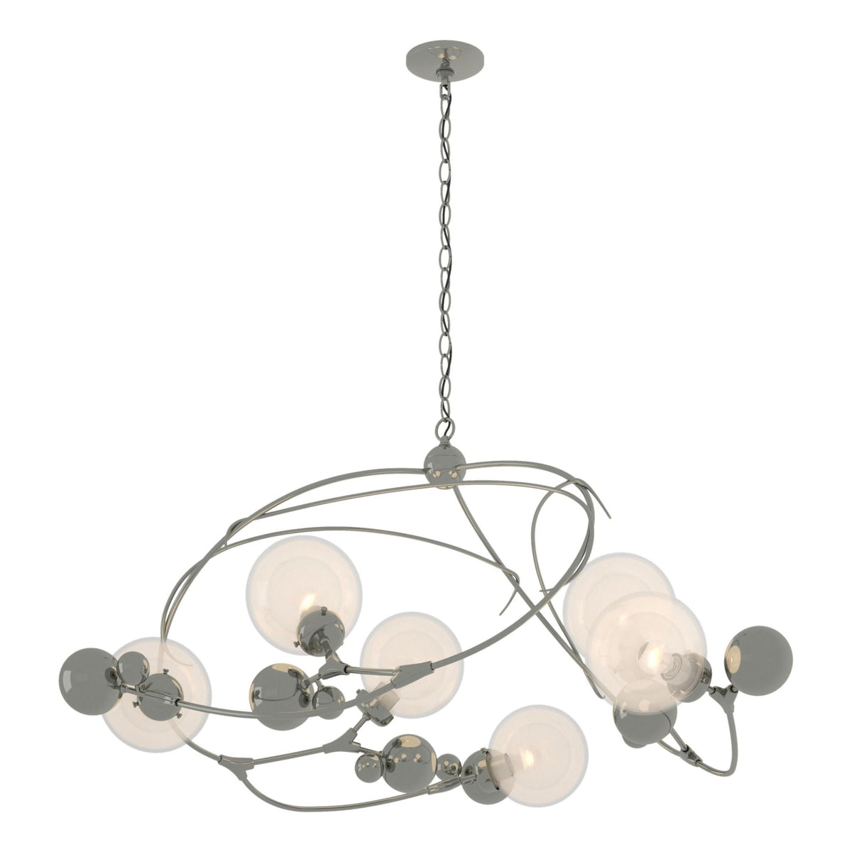 Sprig Circular Pendant 6-Light Opaline Glass (WF) in Sterling