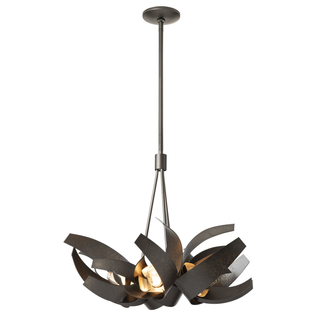 Corona Brass Accent Pendant 6-Light Brass Clear Glass with Frosted Diffuser (YE) in Dark Smoke