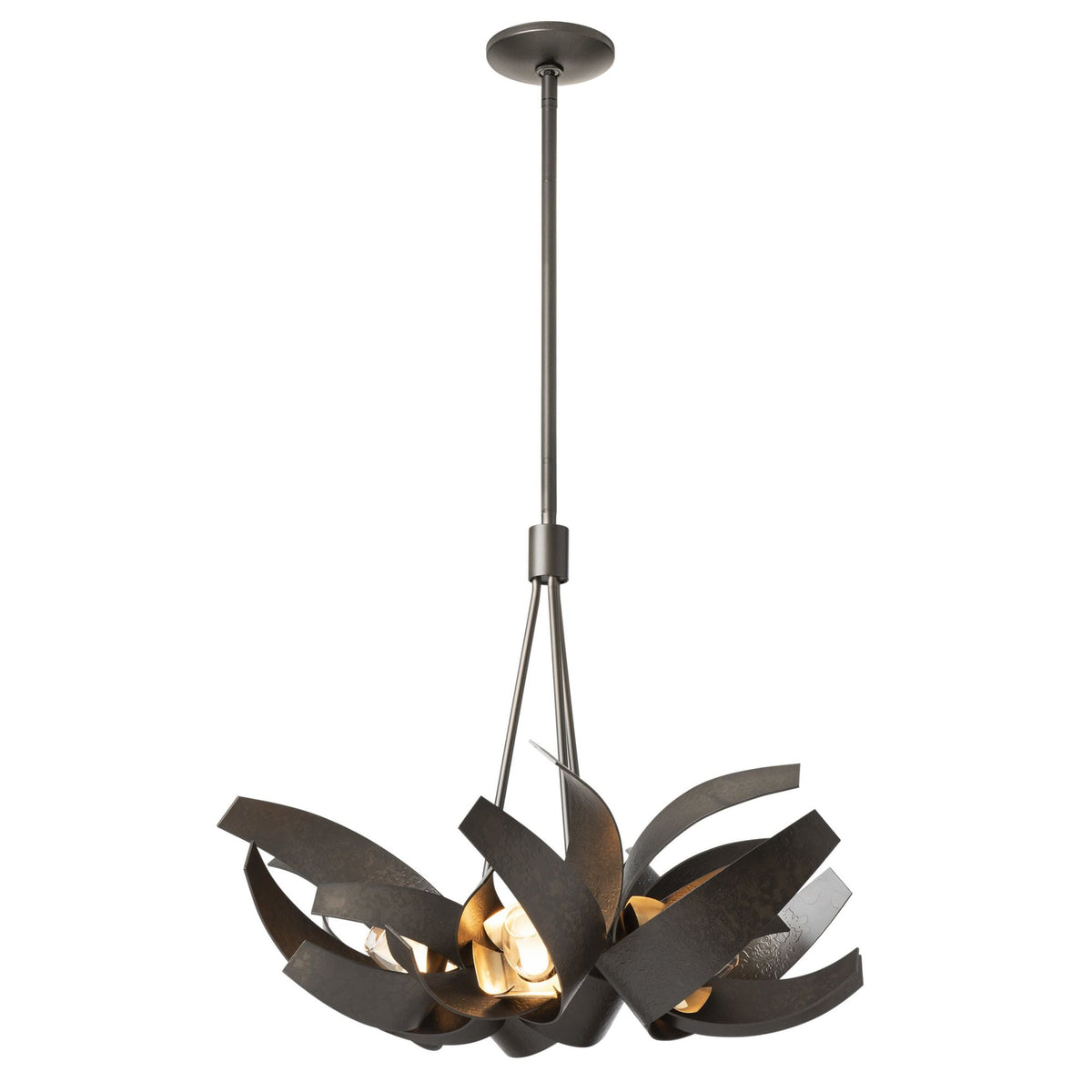 Corona Brass Accent Pendant 6-Light Brass Clear Glass with Frosted Diffuser (YE) in Dark Smoke