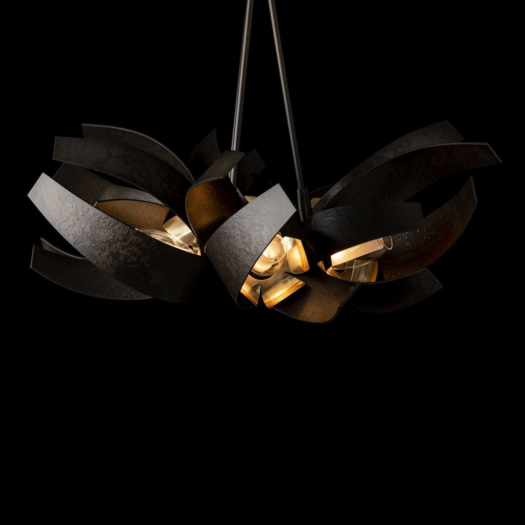 Corona Brass Accent Pendant 6-Light Brass Clear Glass with Frosted Diffuser (YE) in Dark Smoke