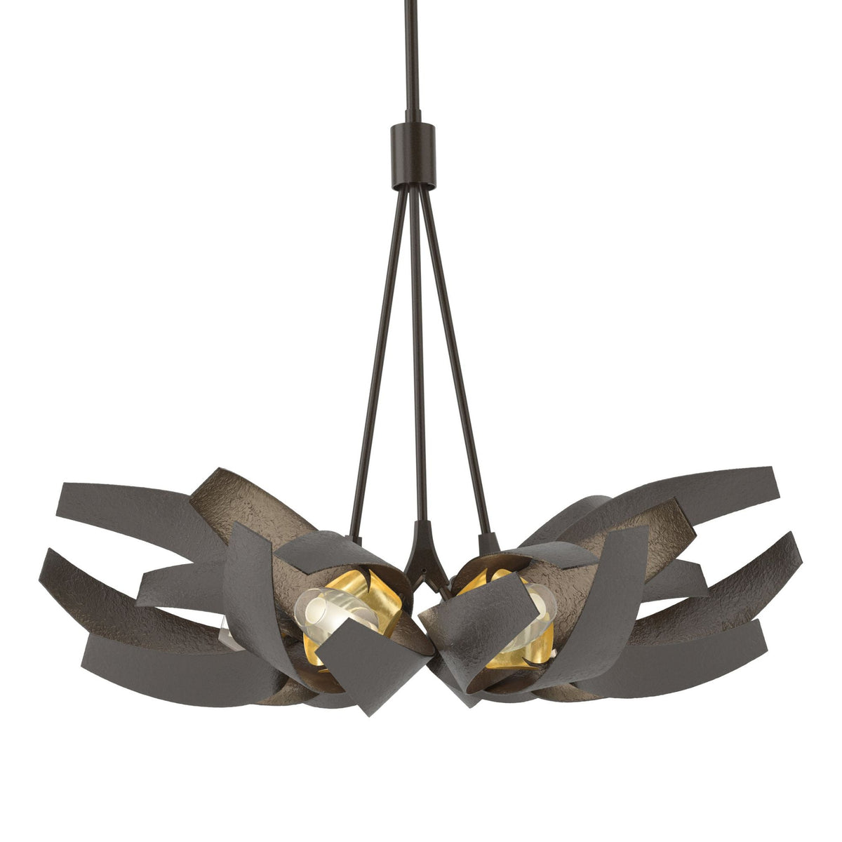 Corona Brass Accent Pendant 6-Light Brass Clear Glass with Frosted Diffuser (YE) in Oil Rubbed Bronze