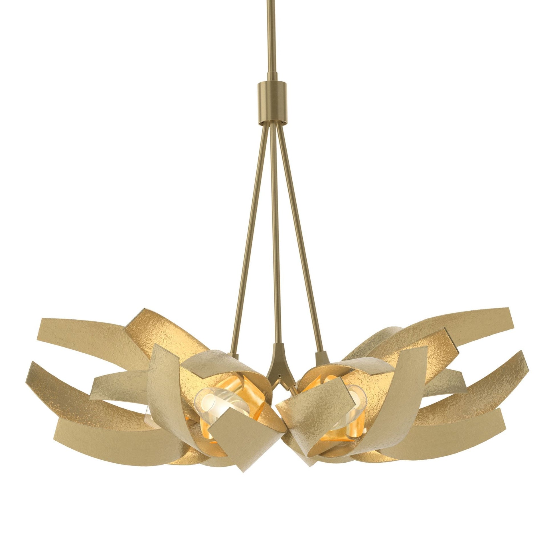 Corona Brass Accent Pendant 6-Light Brass Clear Glass with Frosted Diffuser (YE) in Modern Brass