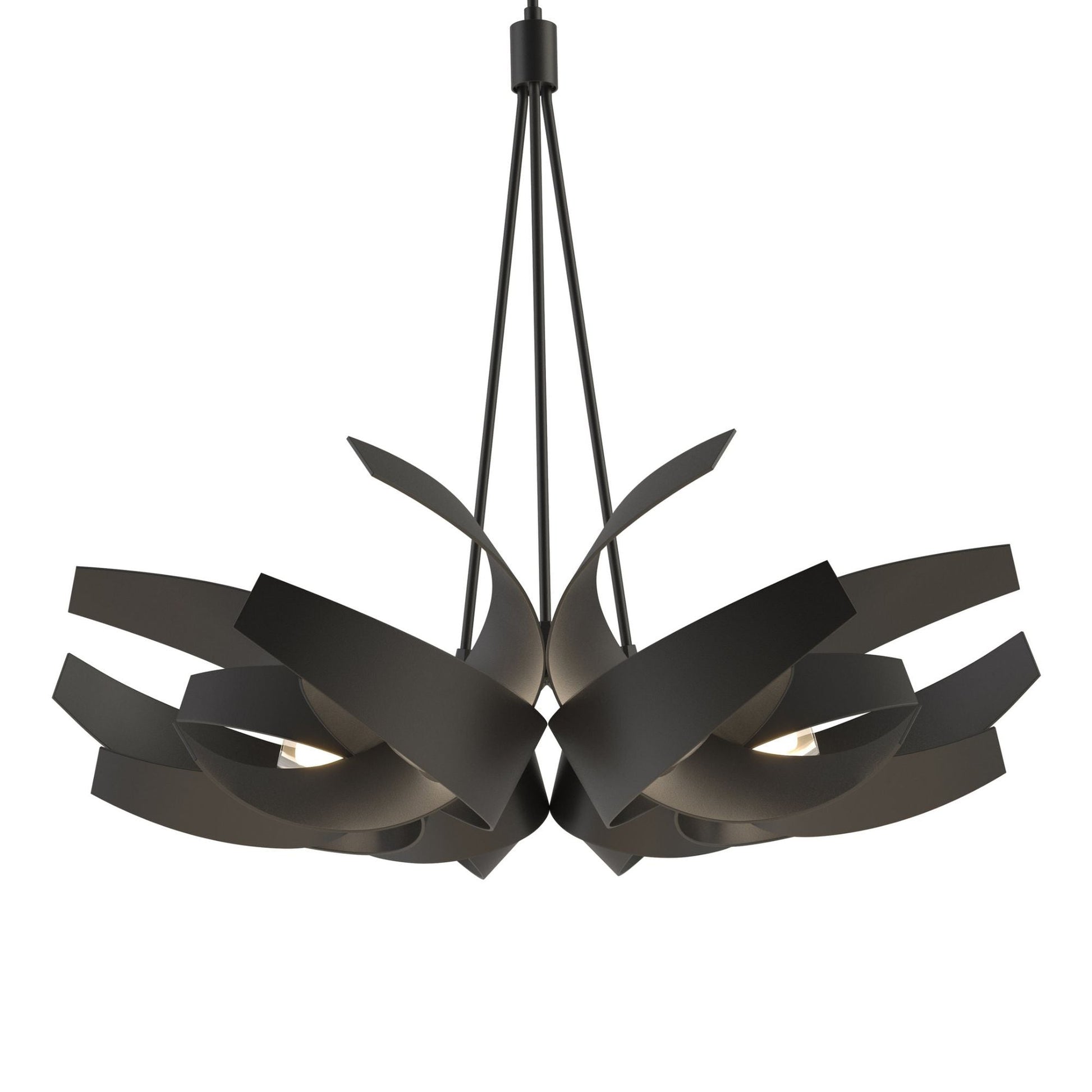 Corona Large Pendant 6-Light Clear Glass with Frosted Diffuser (YE) in Black