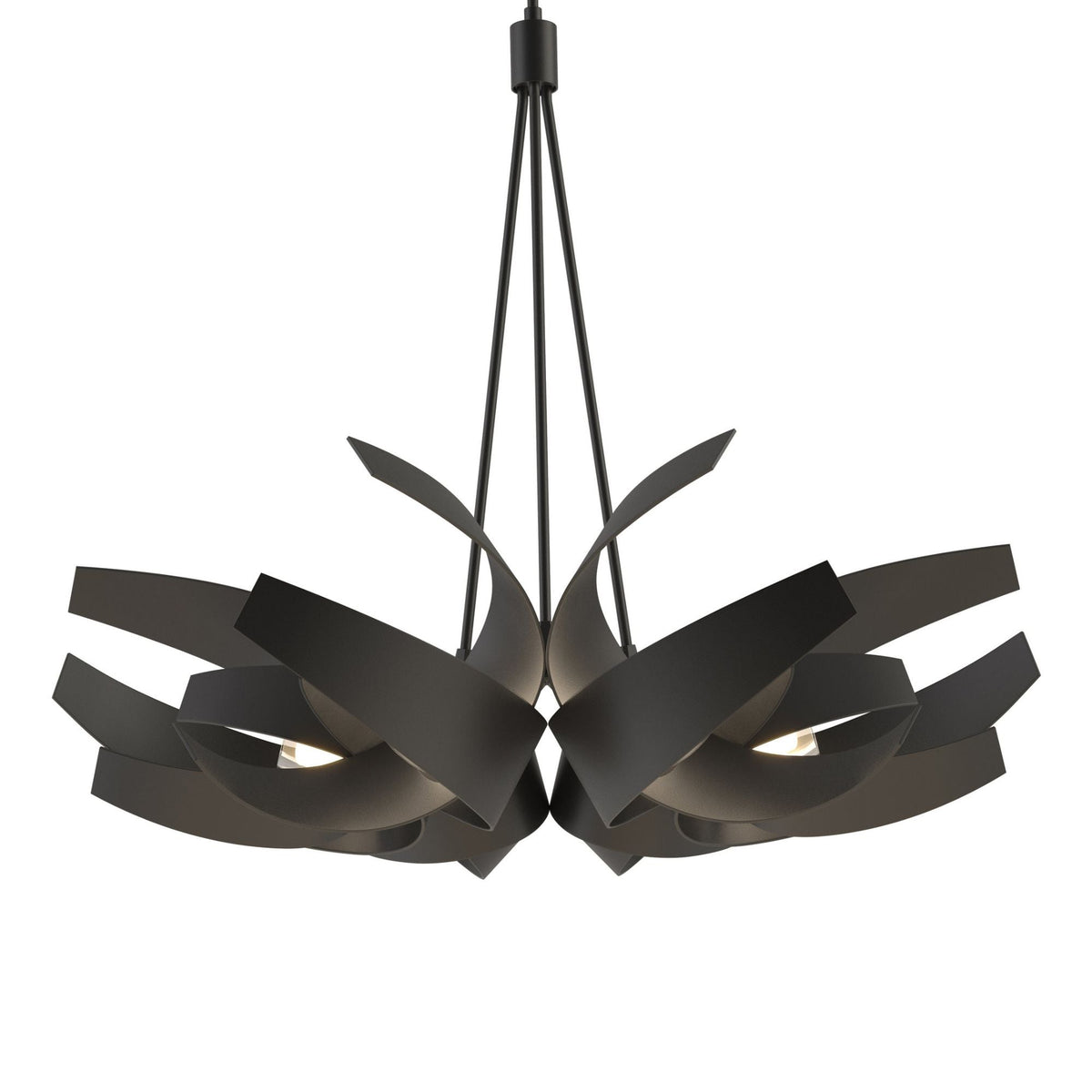 Corona Large Pendant 6-Light Clear Glass with Frosted Diffuser (YE) in Black