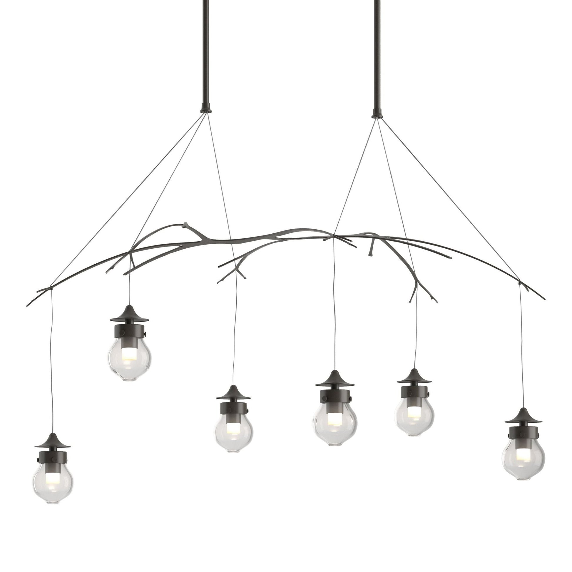 Kiwi Pendant 6-Light Clear Glass (ZM) in Dark Smoke
