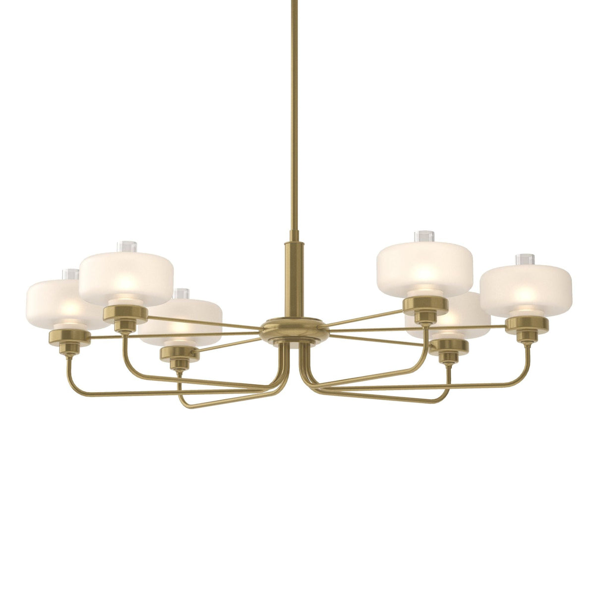 Nola Pendant 6-Light Clear Glass with Frosted Diffuser (YE) in Modern Brass
