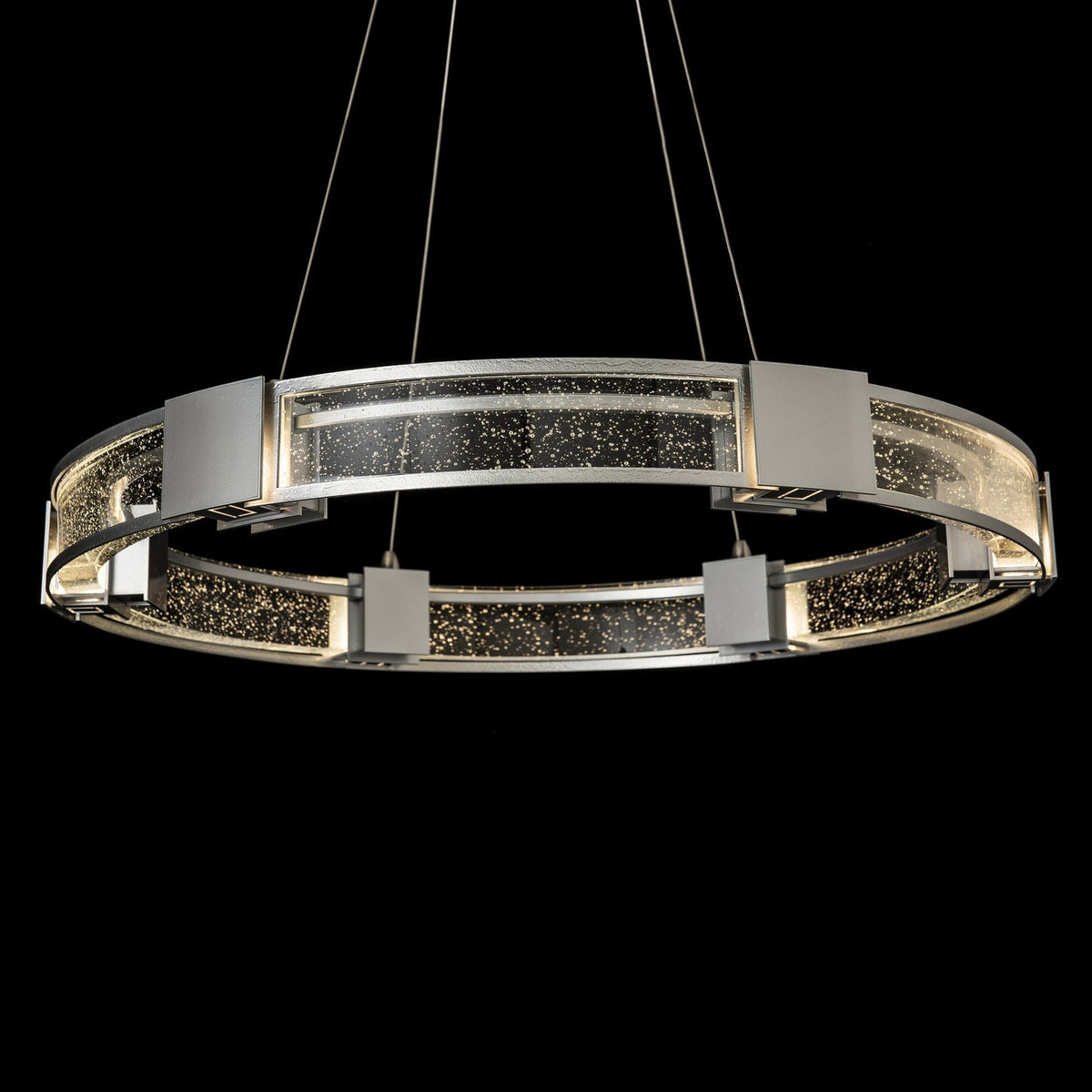 Aura Glass Pendant 6-Light Seeded Clear Glass (II) in Sterling