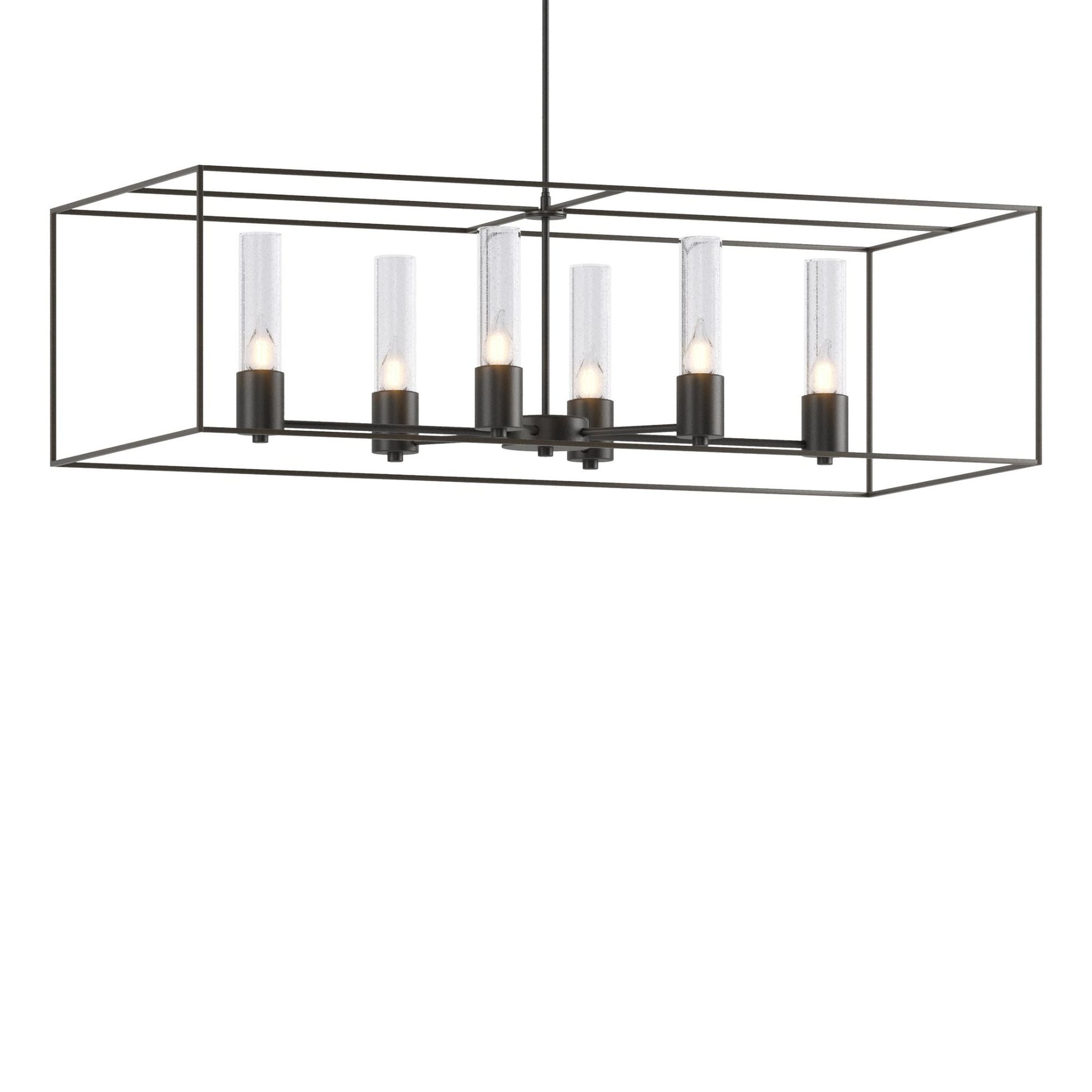 Portico Pendant 6-Light Dark Smoke Accent Seeded Clear Glass (II) in Black