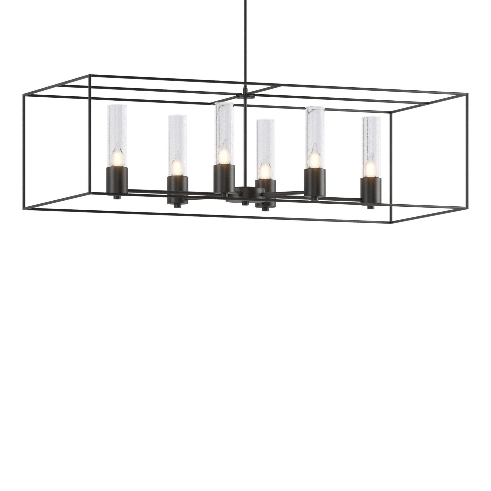 Portico Pendant 6-Light Black Accent Seeded Clear Glass (II) in Black