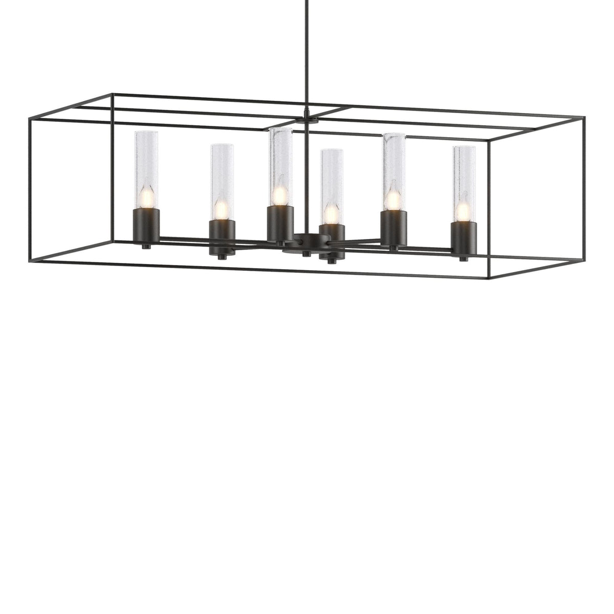 Portico Pendant 6-Light Black Accent Seeded Clear Glass (II) in Black