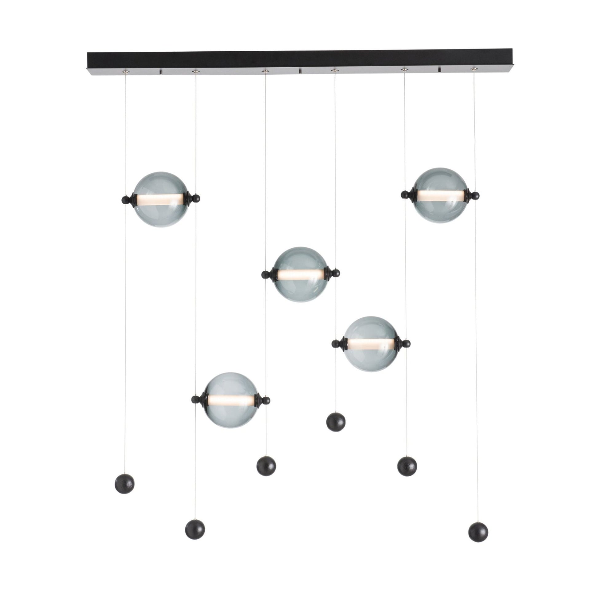Abacus 5-Light LED Pendant LED Cool Grey Glass (YL) in Black