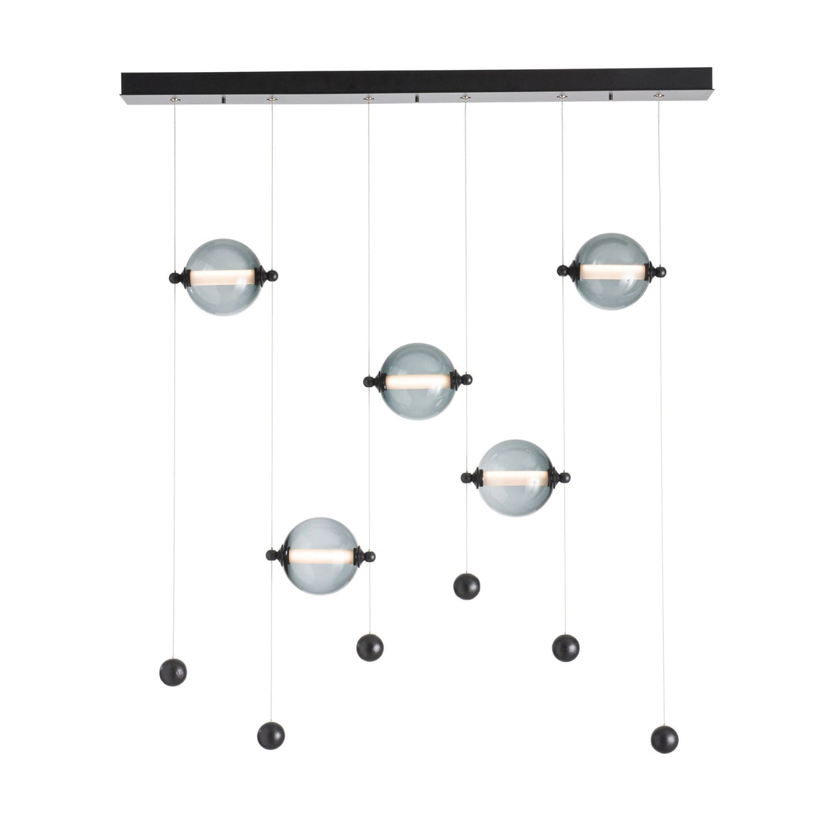 Abacus 5-Light LED Pendant LED Cool Grey Glass (YL) in Black