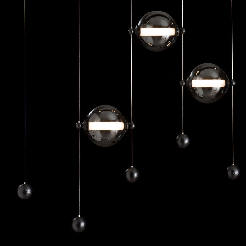 Abacus 5-Light LED Pendant LED Cool Grey Glass (YL) in Black