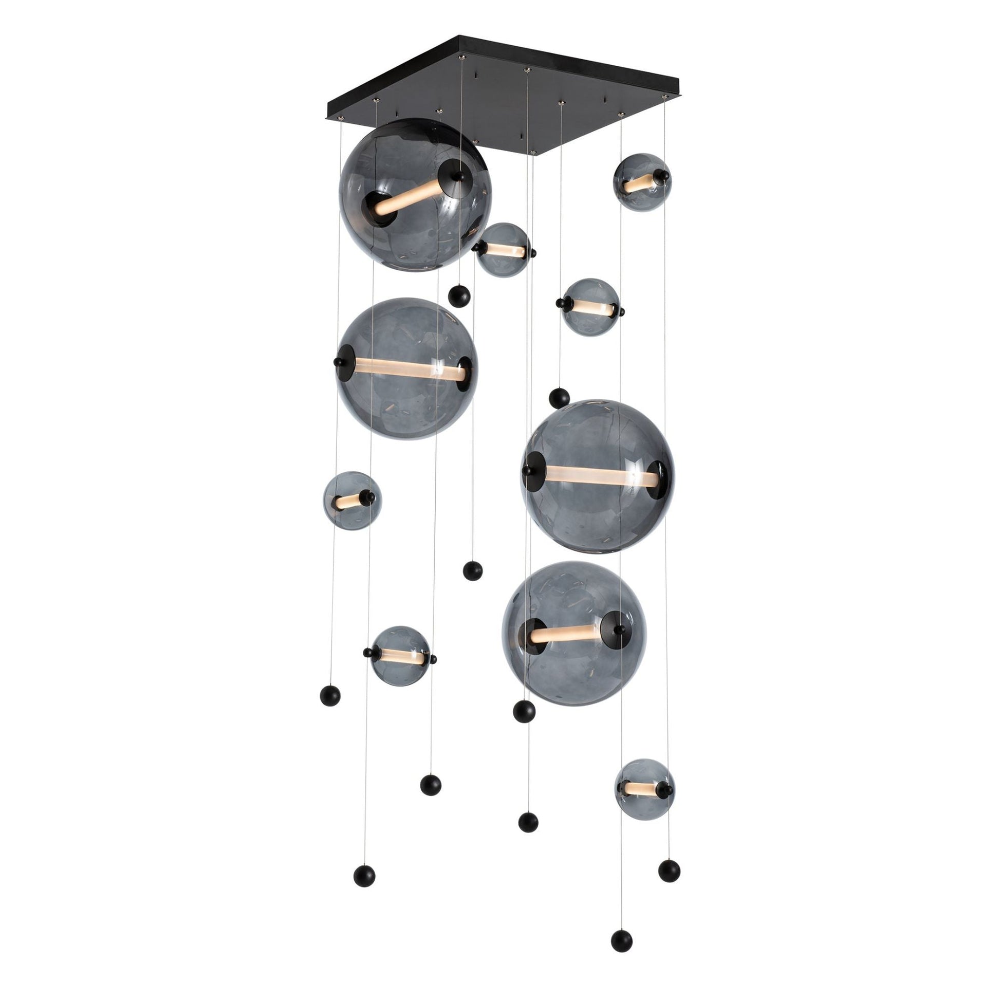 Abacus 10-Light Square LED Pendant LED Cool Grey Glass (YL) in Black
