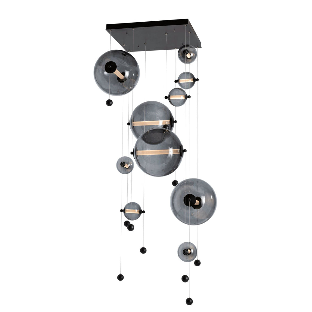 Abacus 10-Light Square LED Pendant LED Cool Grey Glass (YL) in Black