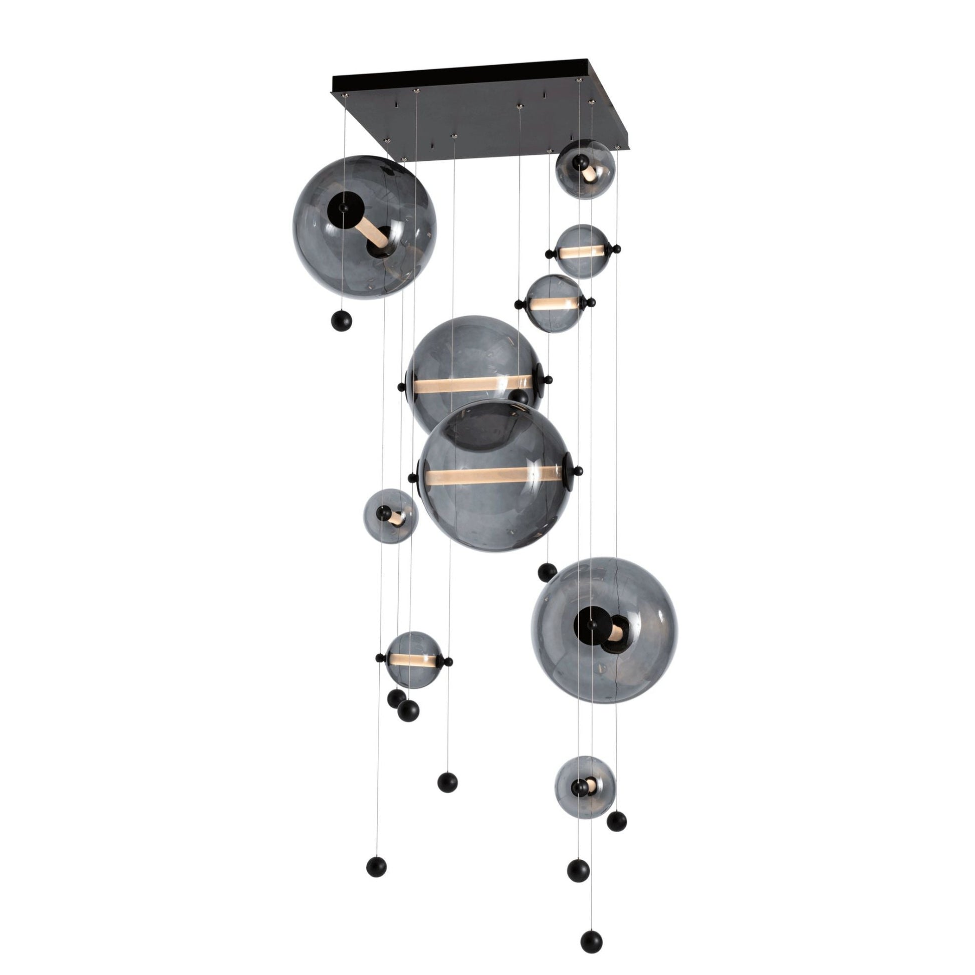 Abacus 10-Light Square LED Pendant LED Cool Grey Glass (YL) in Black