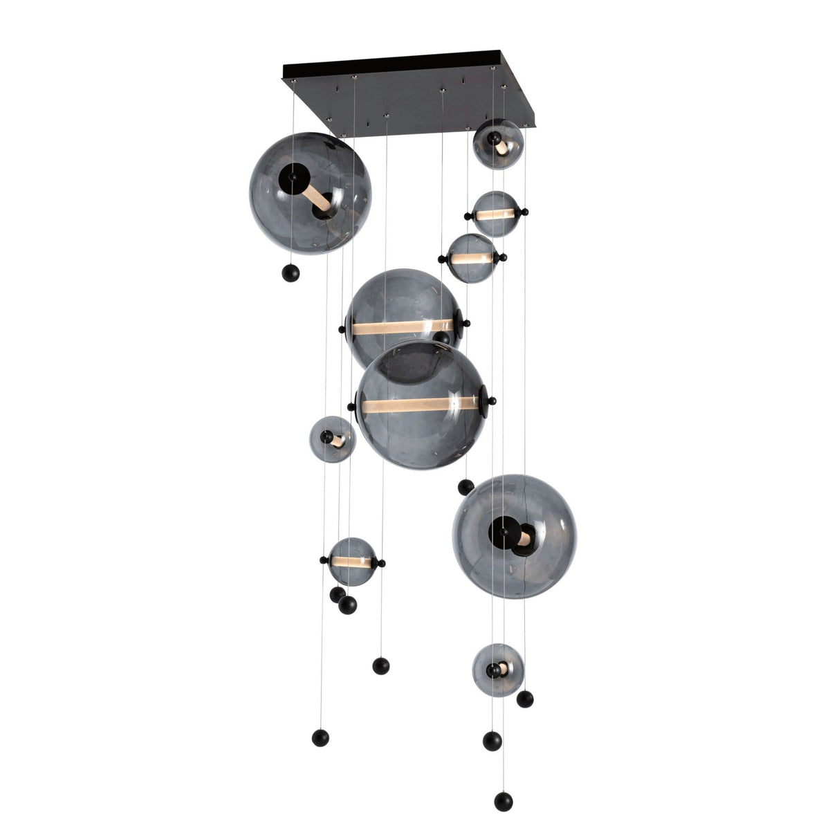 Abacus 10-Light Square LED Pendant LED Cool Grey Glass (YL) in Black