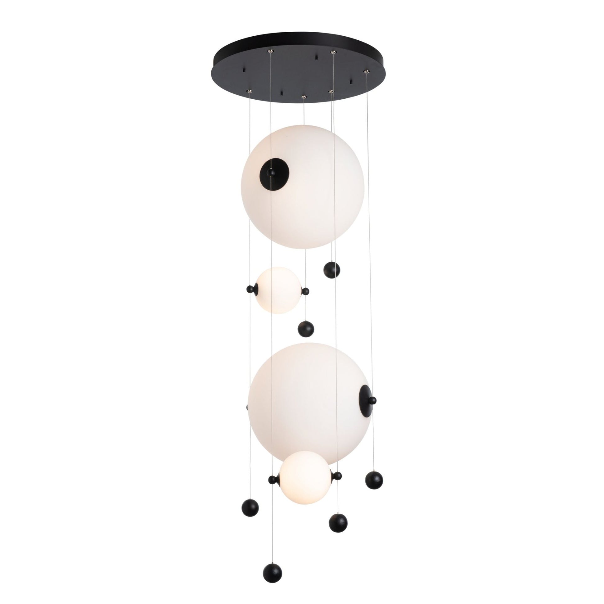 Abacus 4-Light Round LED Pendant LED Opal Glass (GG) in Black