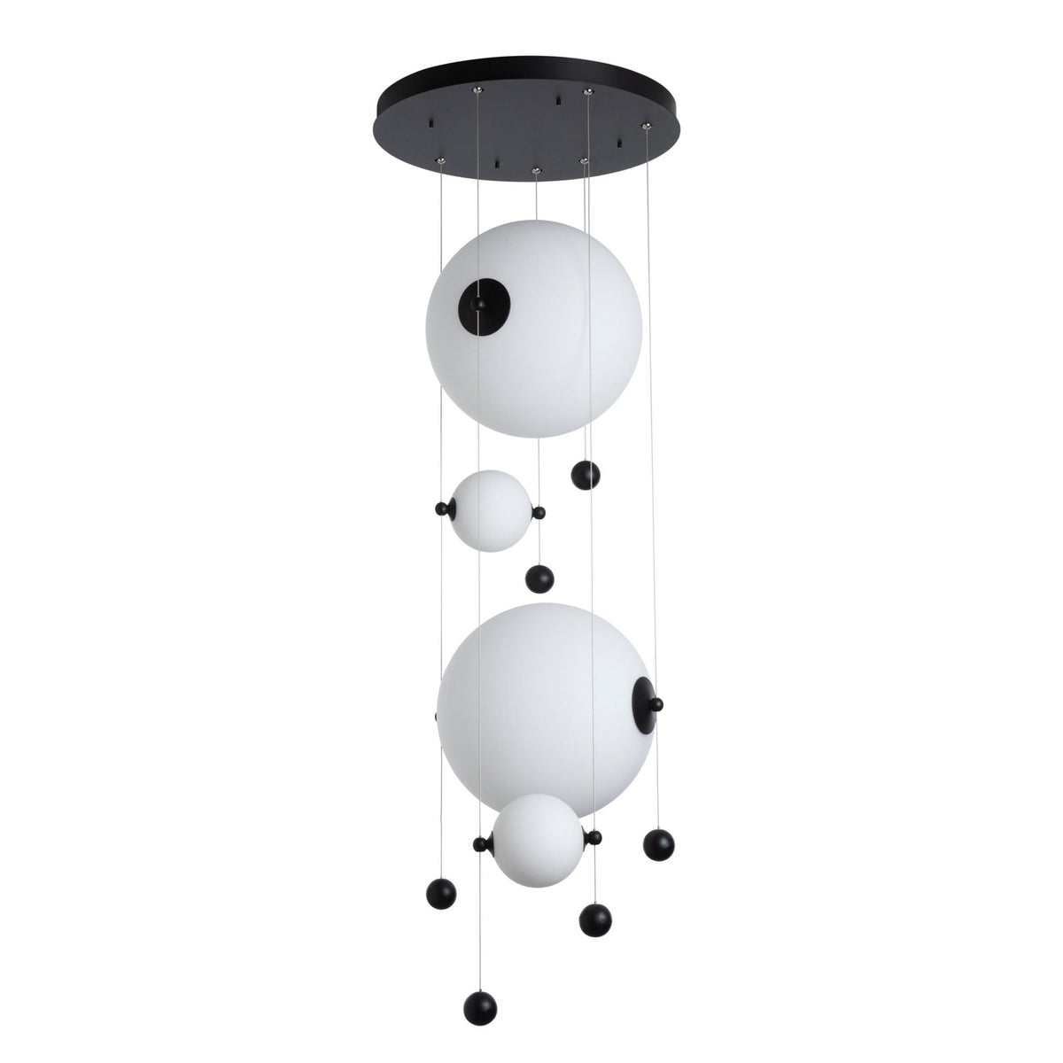 Abacus 4-Light Round LED Pendant LED Opal Glass (GG) in Black