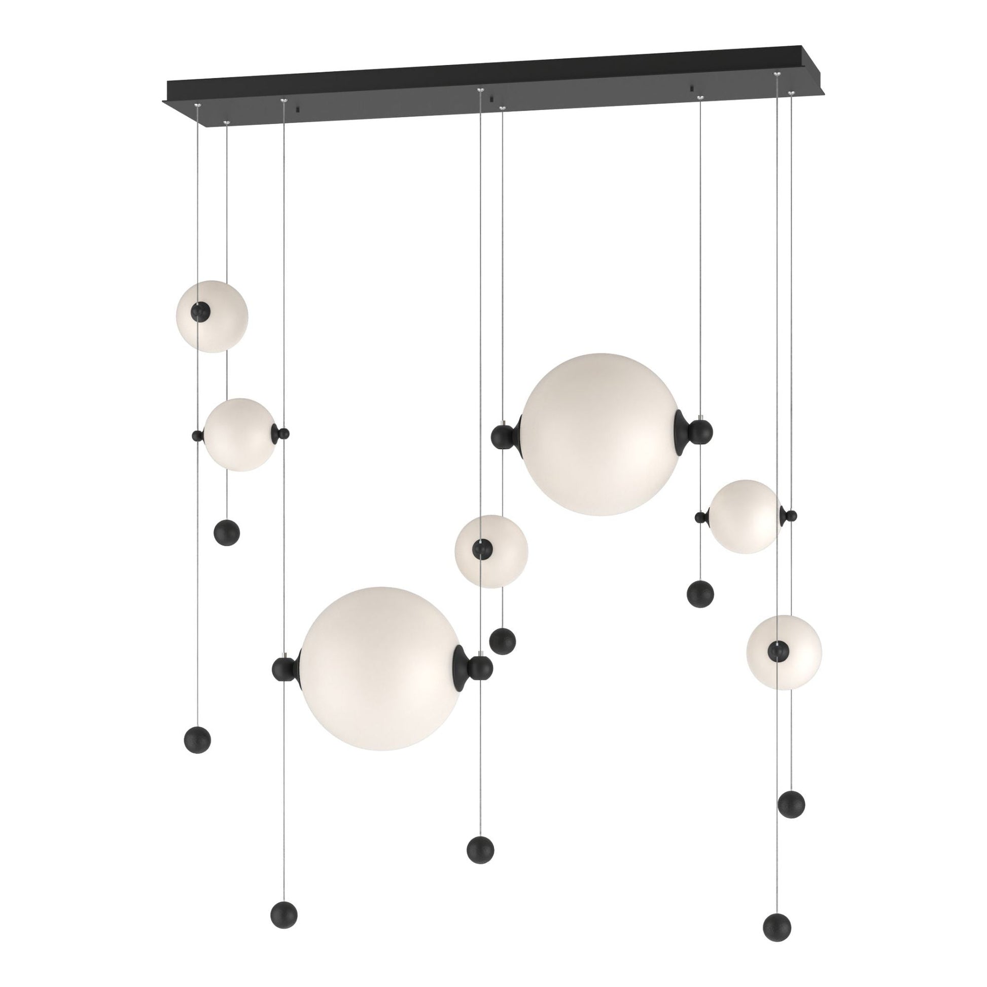 Abacus 7-Light Double Linear LED Pendant LED Opal Glass (GG) in Black