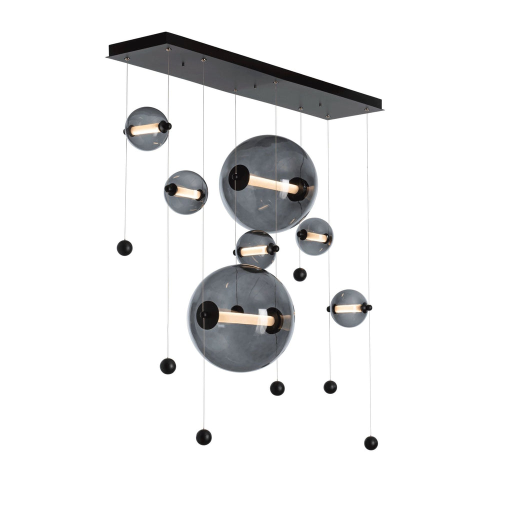 Abacus 7-Light Double Linear LED Pendant LED Cool Grey Glass (YL) in Black