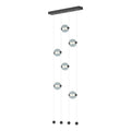 Abacus 6-Light Ceiling-to-Floor LED Pendant LED Cool Grey Glass (YL) in Black