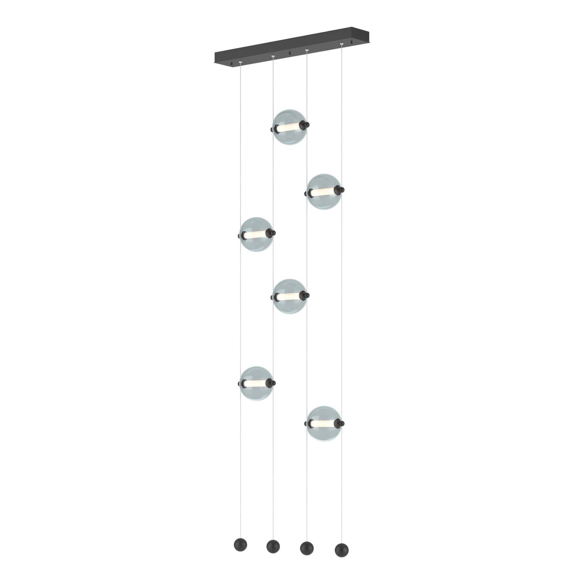 Abacus 6-Light Ceiling-to-Floor LED Pendant LED Cool Grey Glass (YL) in Black