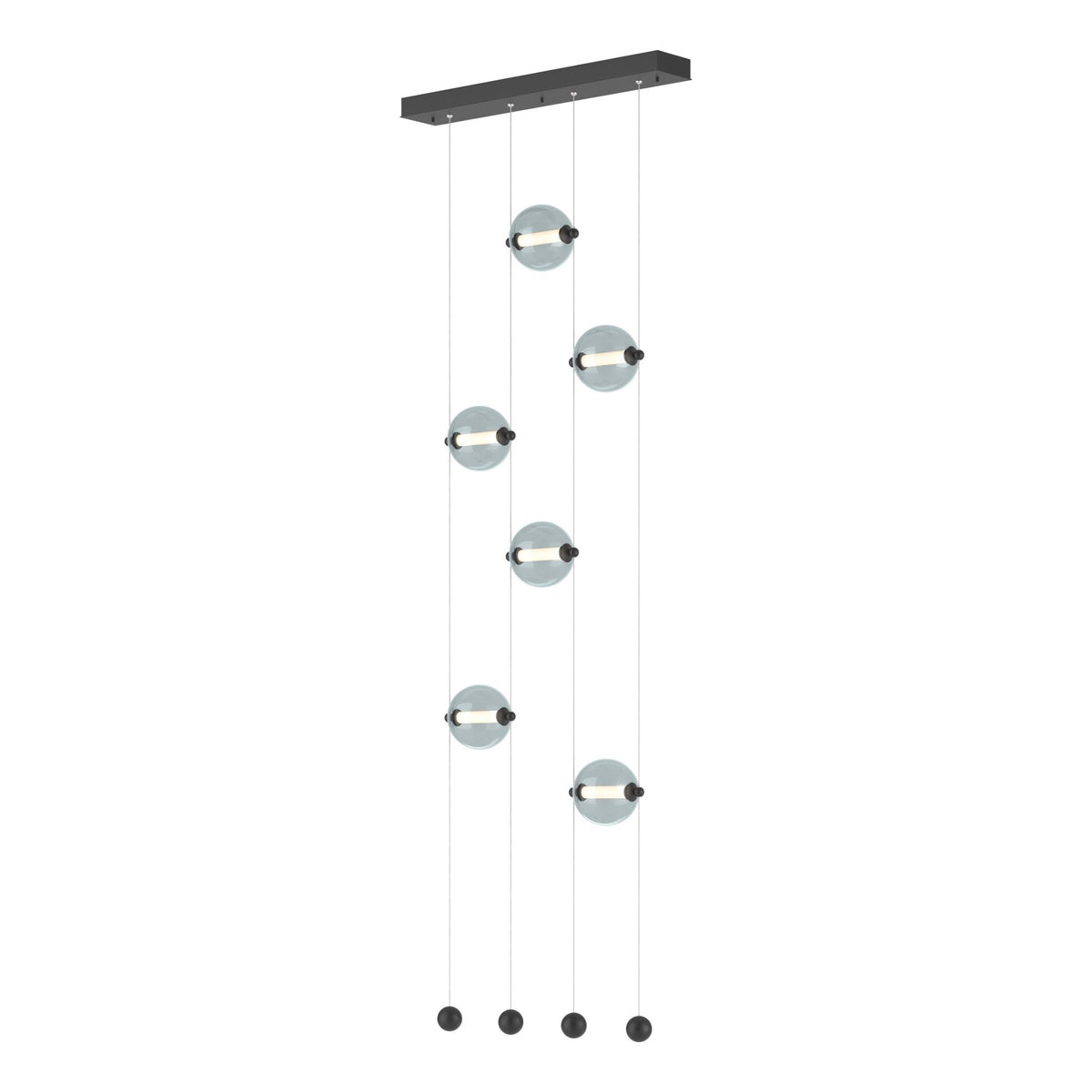 Abacus 6-Light Ceiling-to-Floor LED Pendant LED Cool Grey Glass (YL) in Black