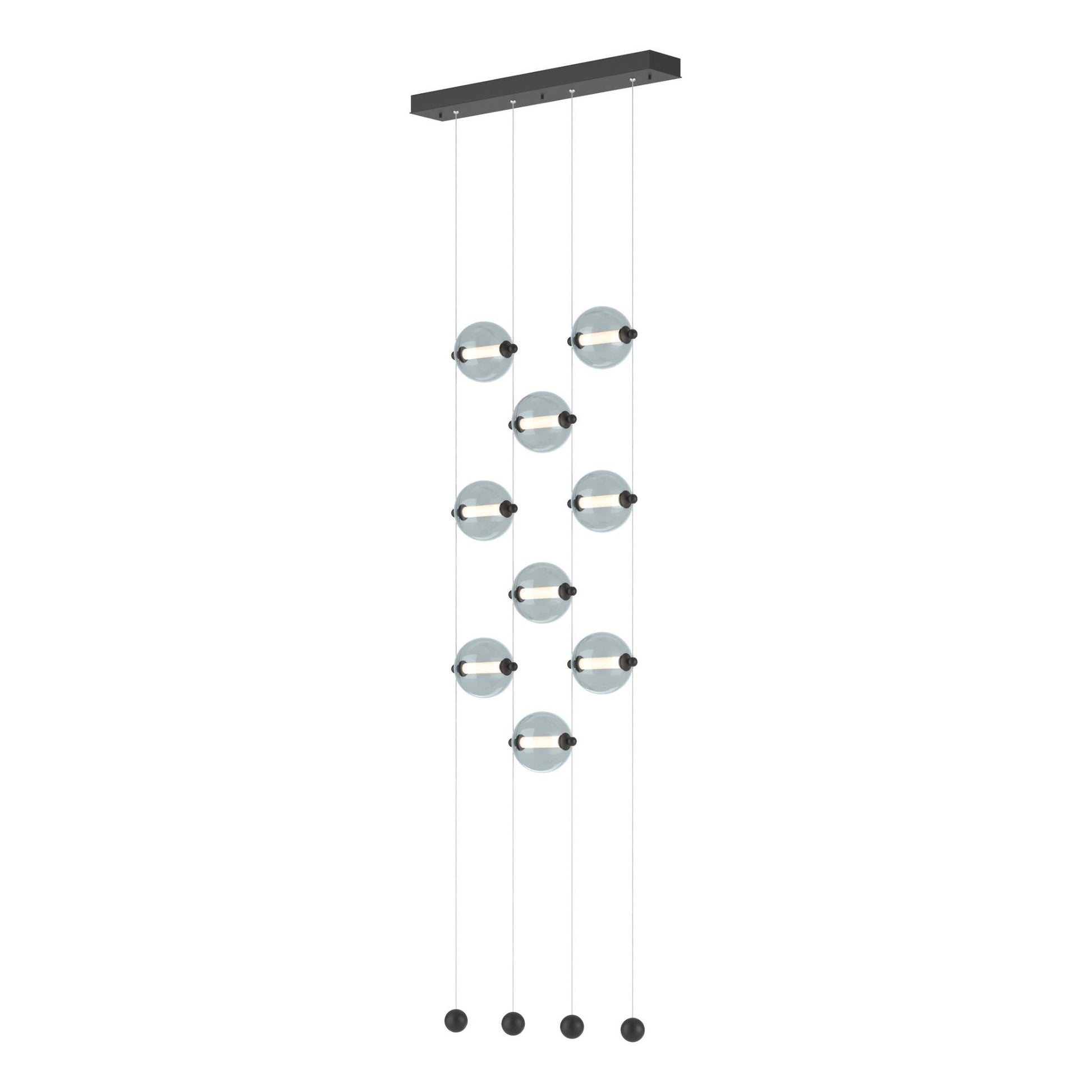 Abacus 9-Light Ceiling-to-Floor LED Pendant LED Cool Grey Glass (YL) in Black