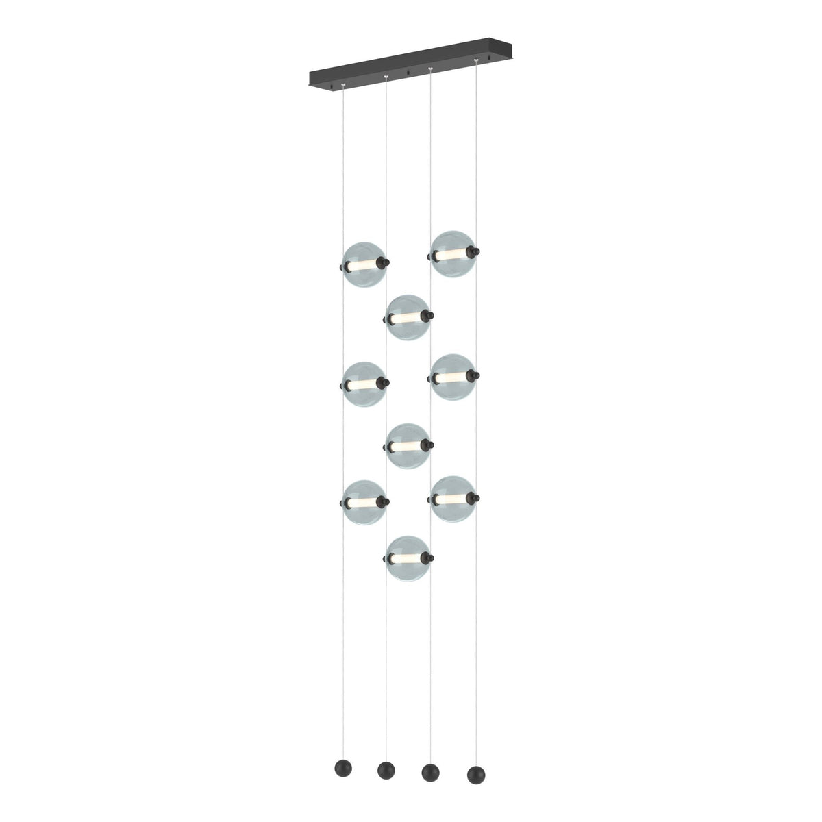 Abacus 9-Light Ceiling-to-Floor LED Pendant LED Cool Grey Glass (YL) in Black