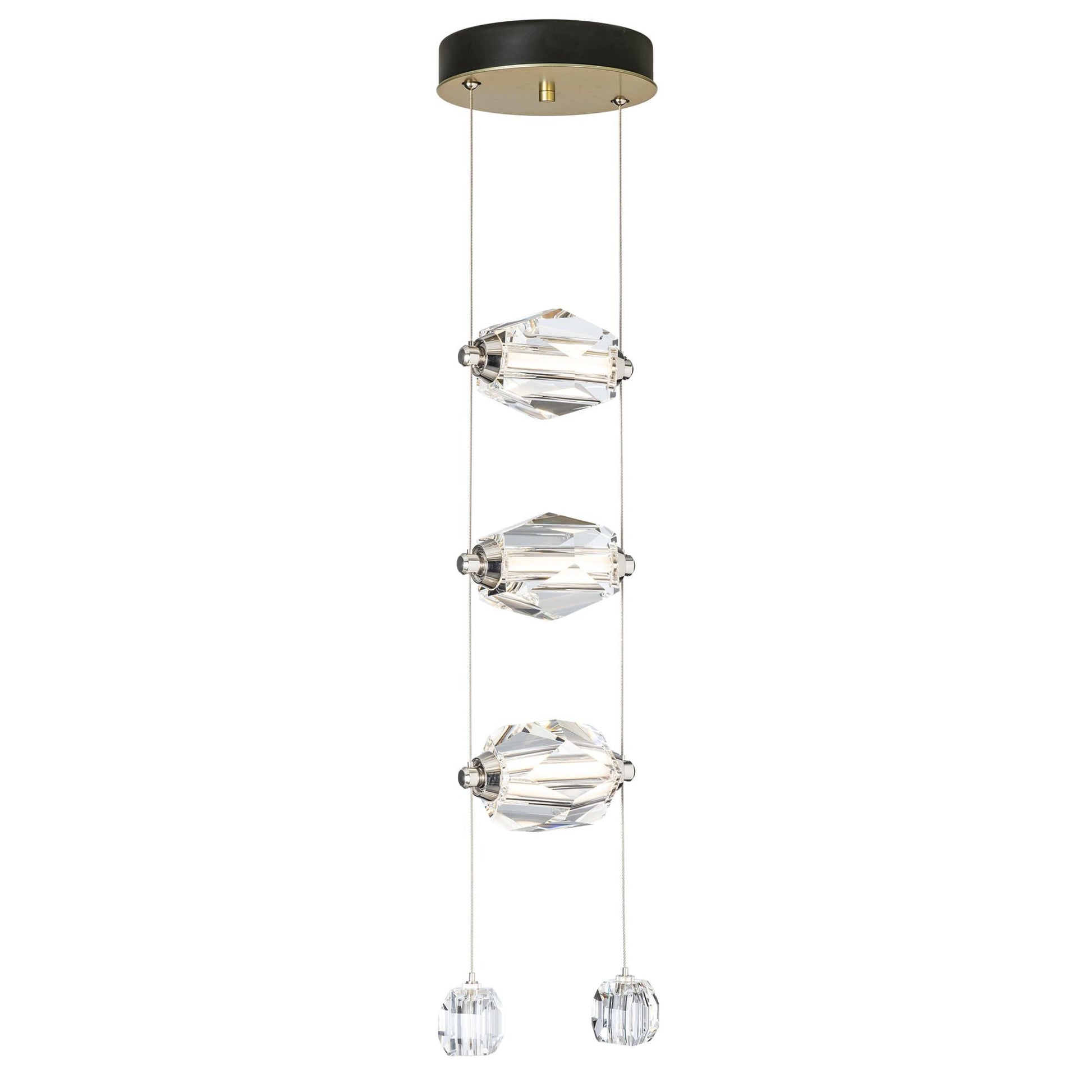 Gatsby 3-Light LED Pendant Crystal LED in Modern Brass