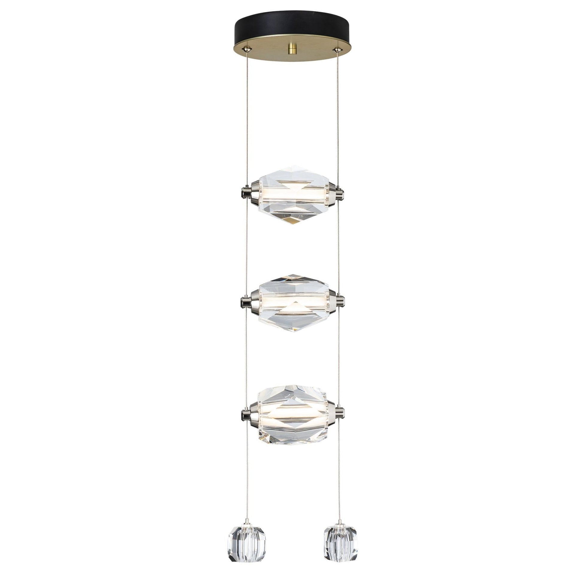 Gatsby 3-Light LED Pendant Crystal LED in Modern Brass