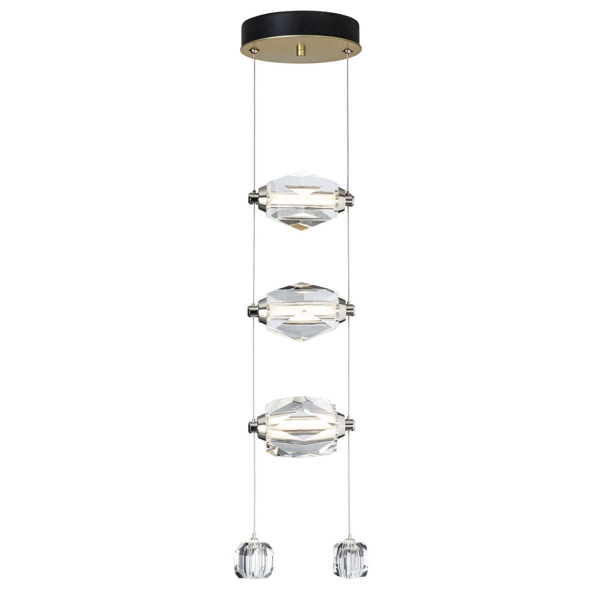 Gatsby 3-Light LED Pendant Crystal LED in Modern Brass
