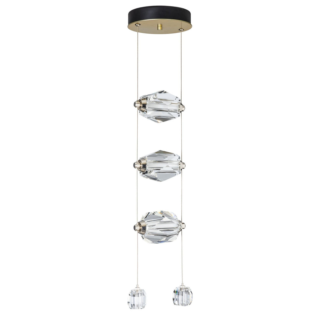 Gatsby 3-Light LED Pendant Crystal LED in Modern Brass