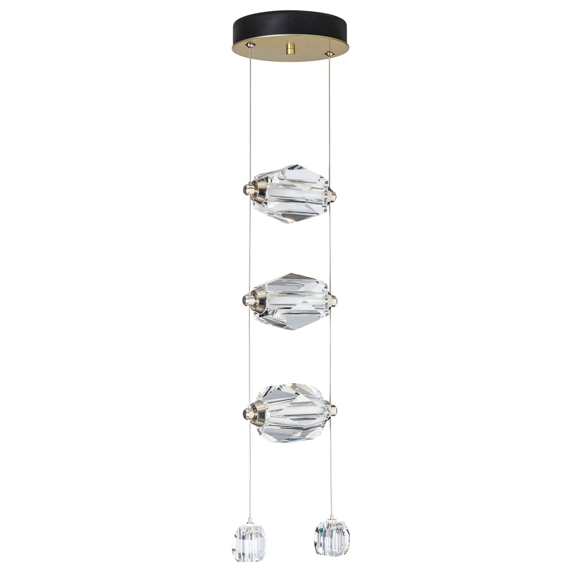 Gatsby 3-Light LED Pendant Crystal LED in Modern Brass