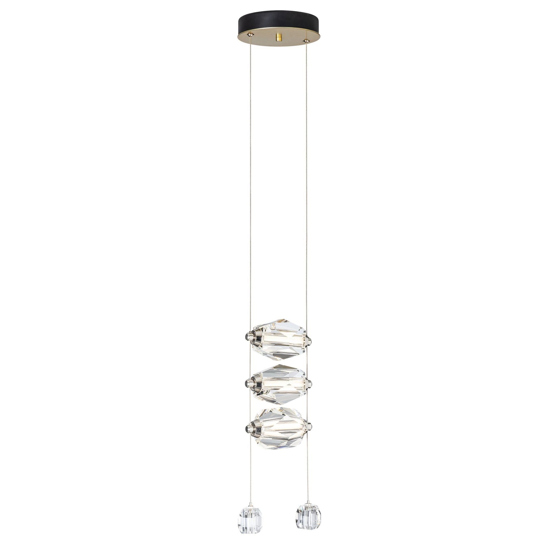 Gatsby 3-Light LED Pendant Crystal LED in Modern Brass