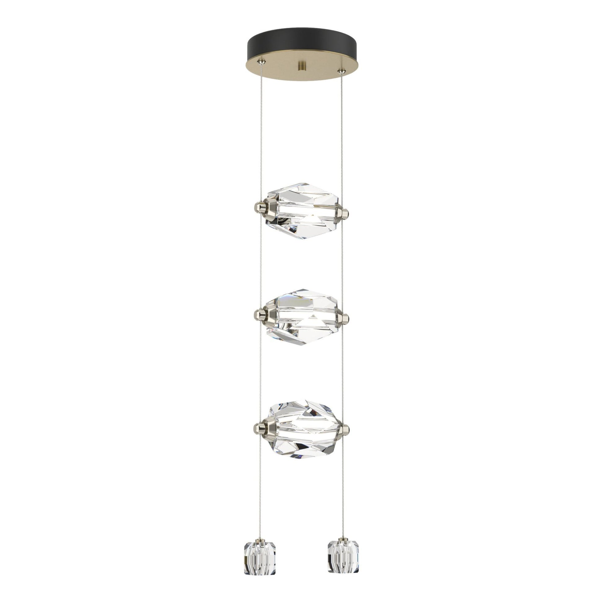 Gatsby 3-Light LED Pendant Crystal LED in Modern Brass