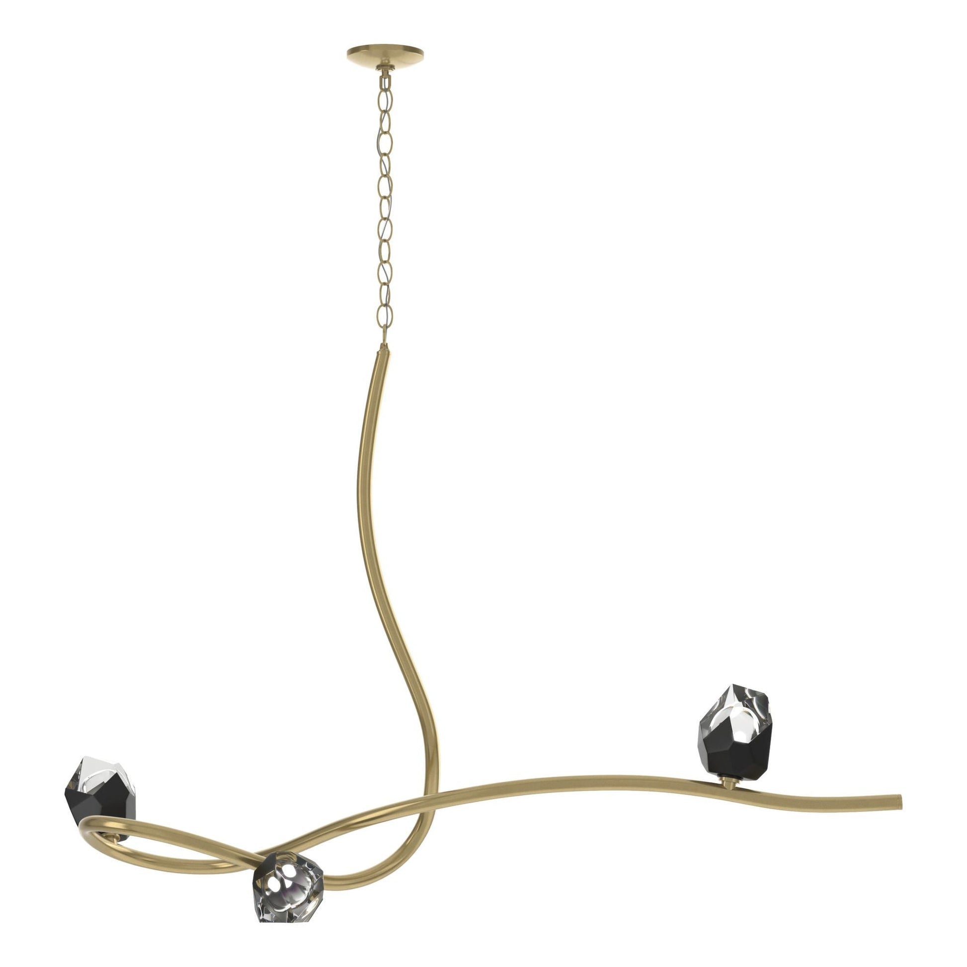 Glacier 3-Light Pendant 3-Light Black Crystal (BP) in Modern Brass